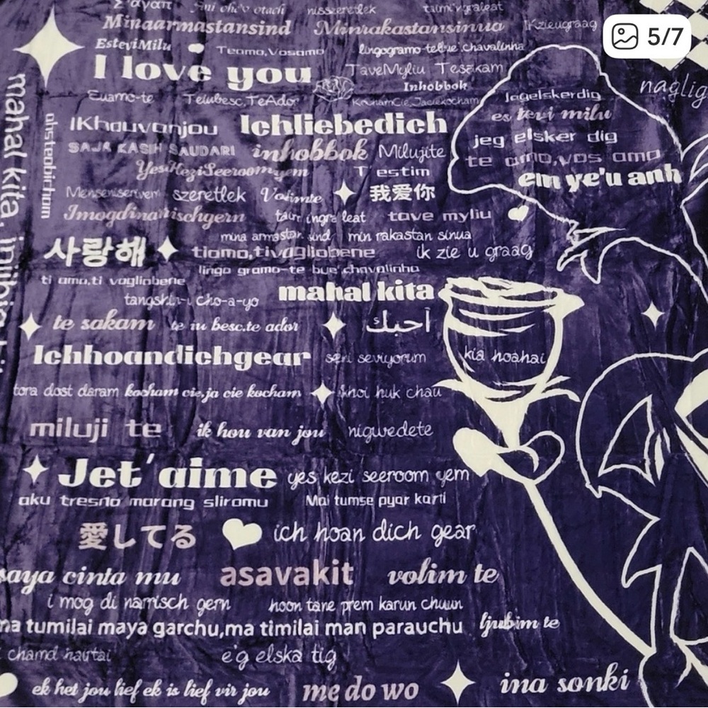 Purple Love Language Throw Blanket